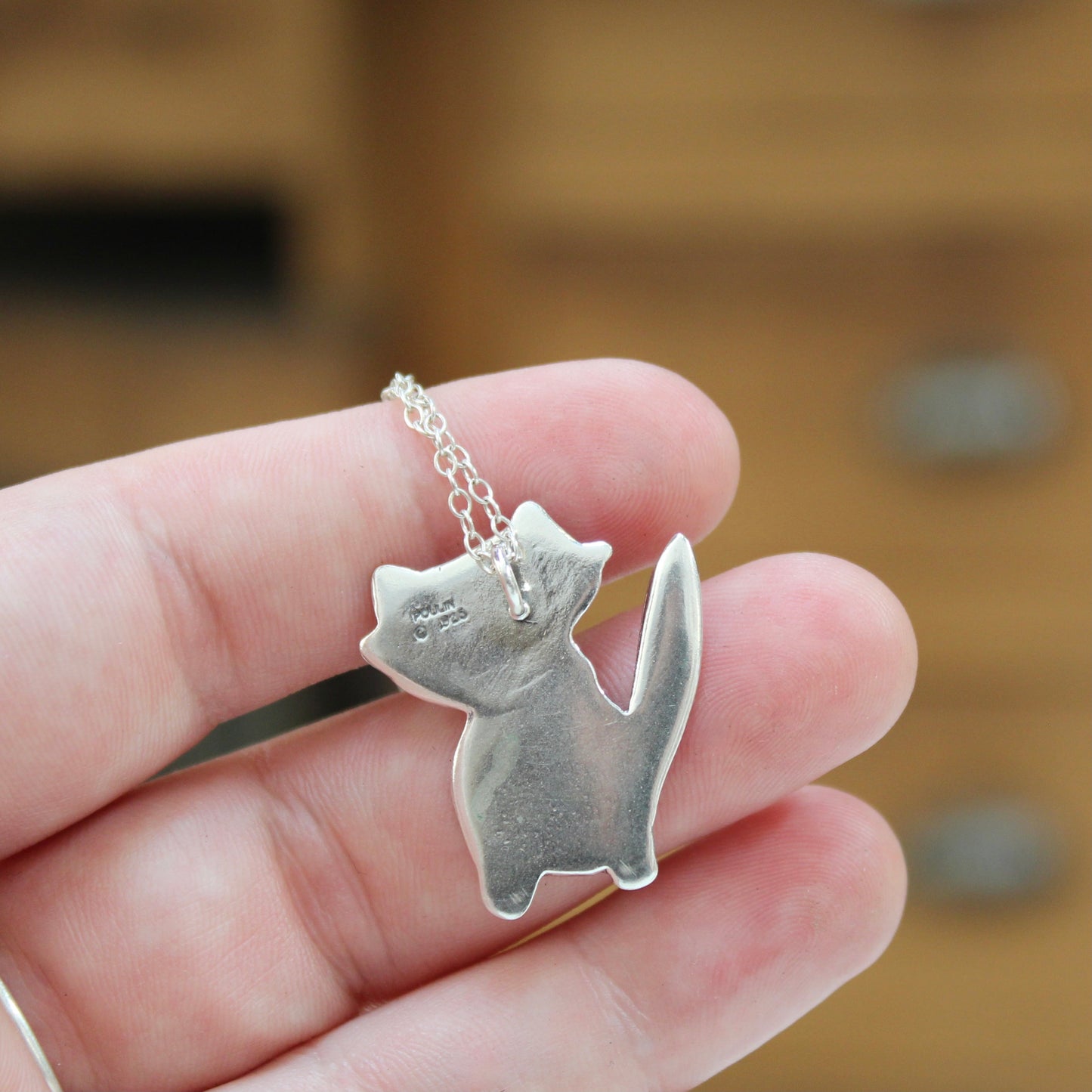 Sterling Silver Raccoon Charm Necklace on Adjustable Chain