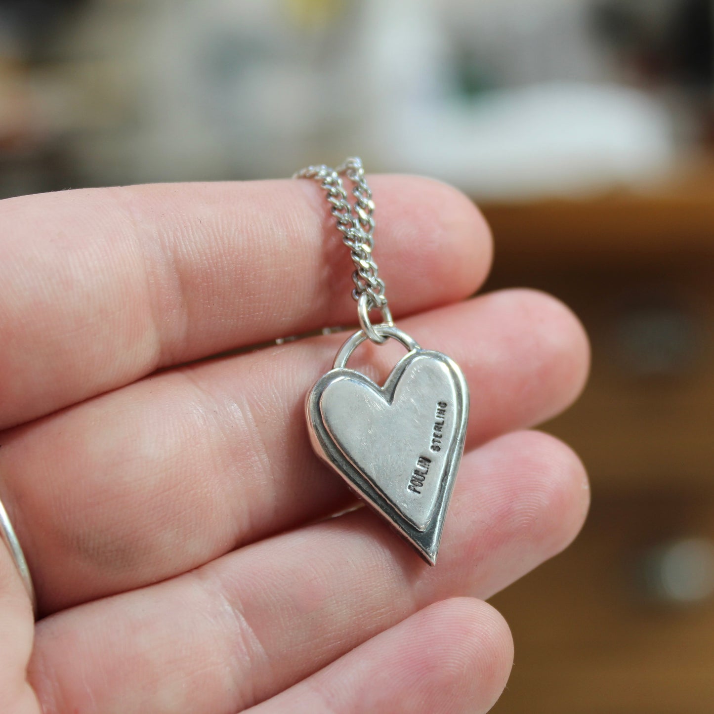 Mens Sterling Silver Black Enamel Garnet Heart Necklace - Heart Pendant with Prong Set Gemstone - Whimsigoth -Goth -Dandy -Dandyman -Punk
