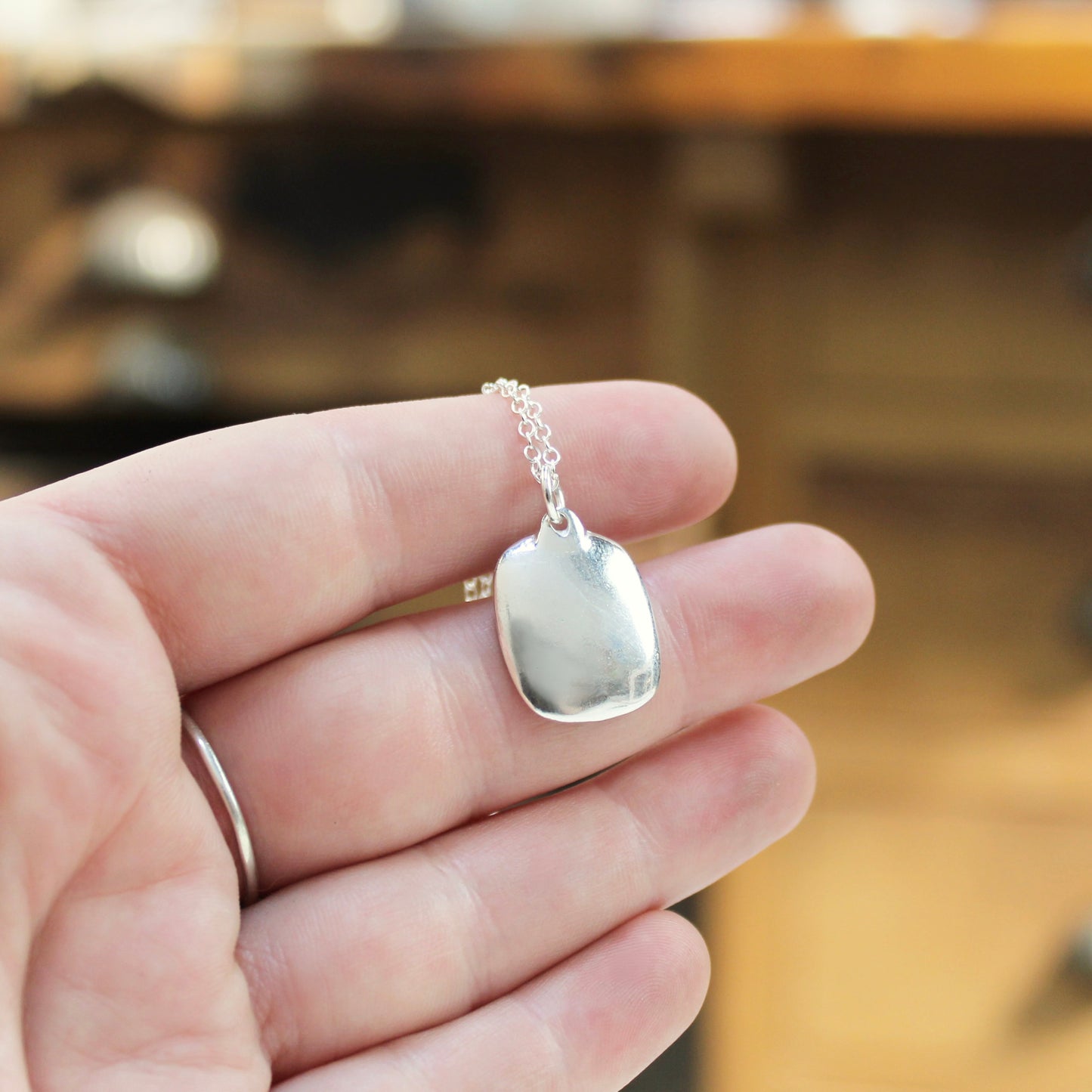 Grey Moonstone Necklace - Rose Cut Moonstone Pendant on Adjustable Chain