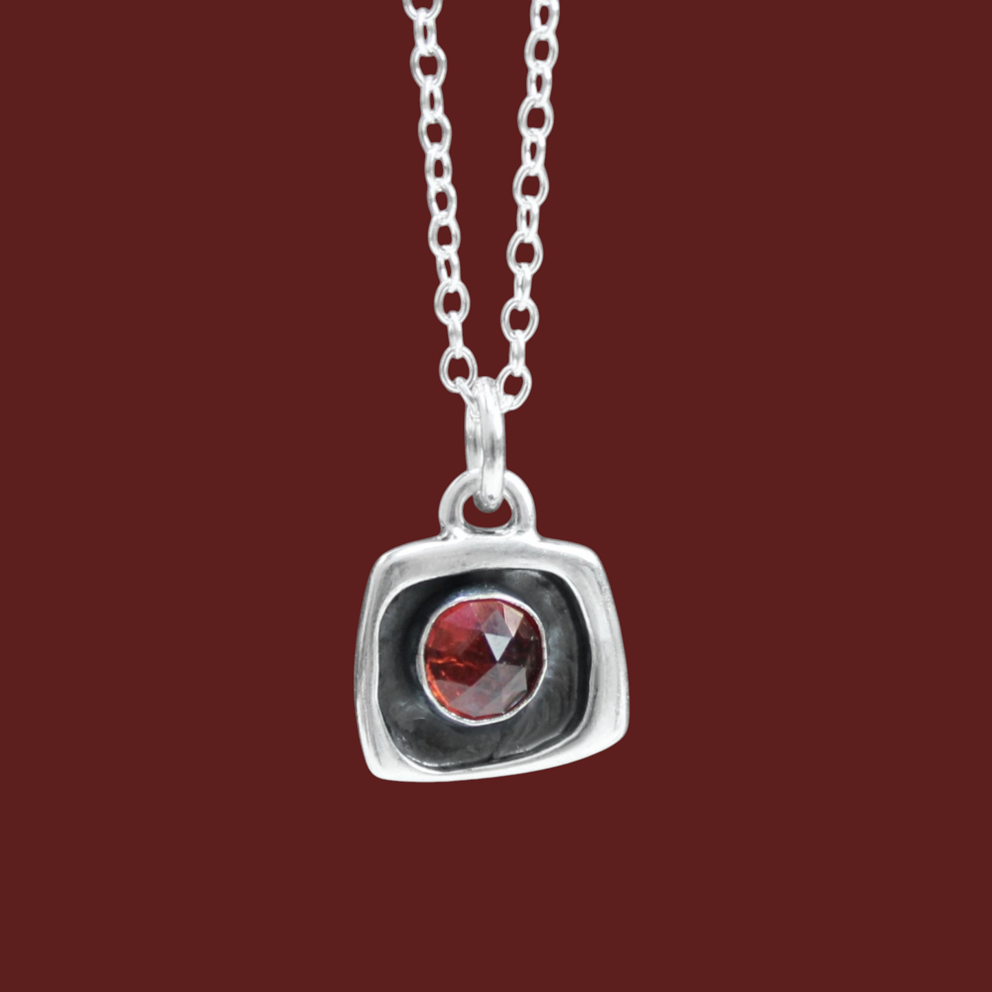 Tiny Rose Cut Garnet Pendant for Layered or Stand Alone Look