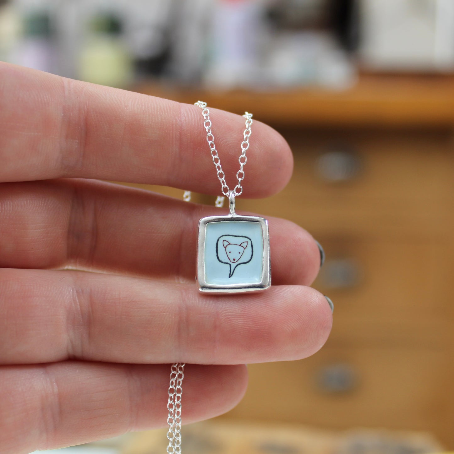 Talks About Dogs! Reversible Necklace - Sterling Silver and Enamel Dog Pendant on an Adjustable Chain - Adorable Necklace for Dog People