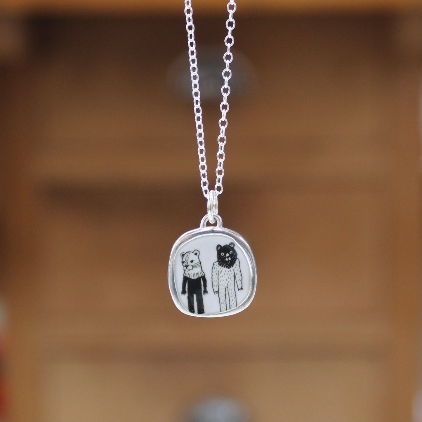 Reversible Funny Relationship Necklace - Sterling Silver and Enamel Pendant on an Adjustable 16-20" Chain - Partner Gifts