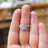 Frog Ring Made with Sterling Silver in whole Sizes 5 through 10 - Frog Jewelry