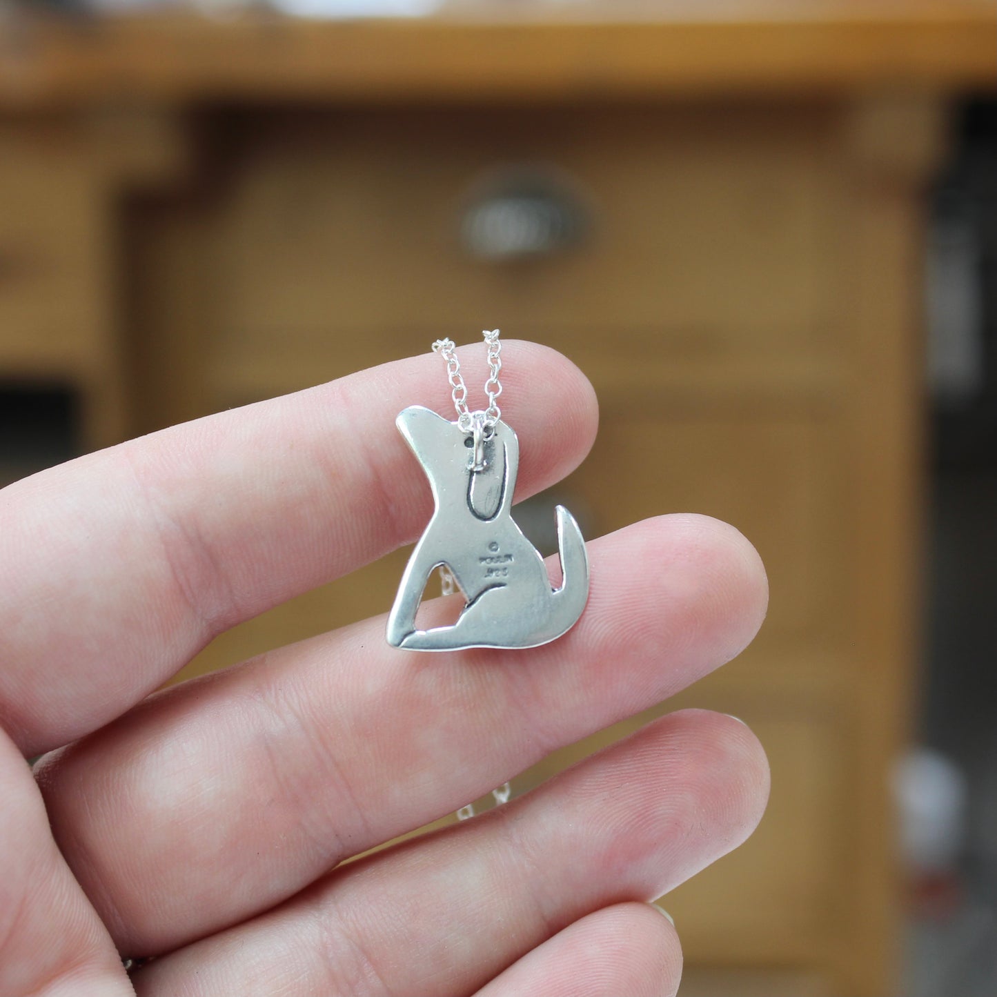 Sterling Silver Good Dog Charm Necklace on Adjustable Chain