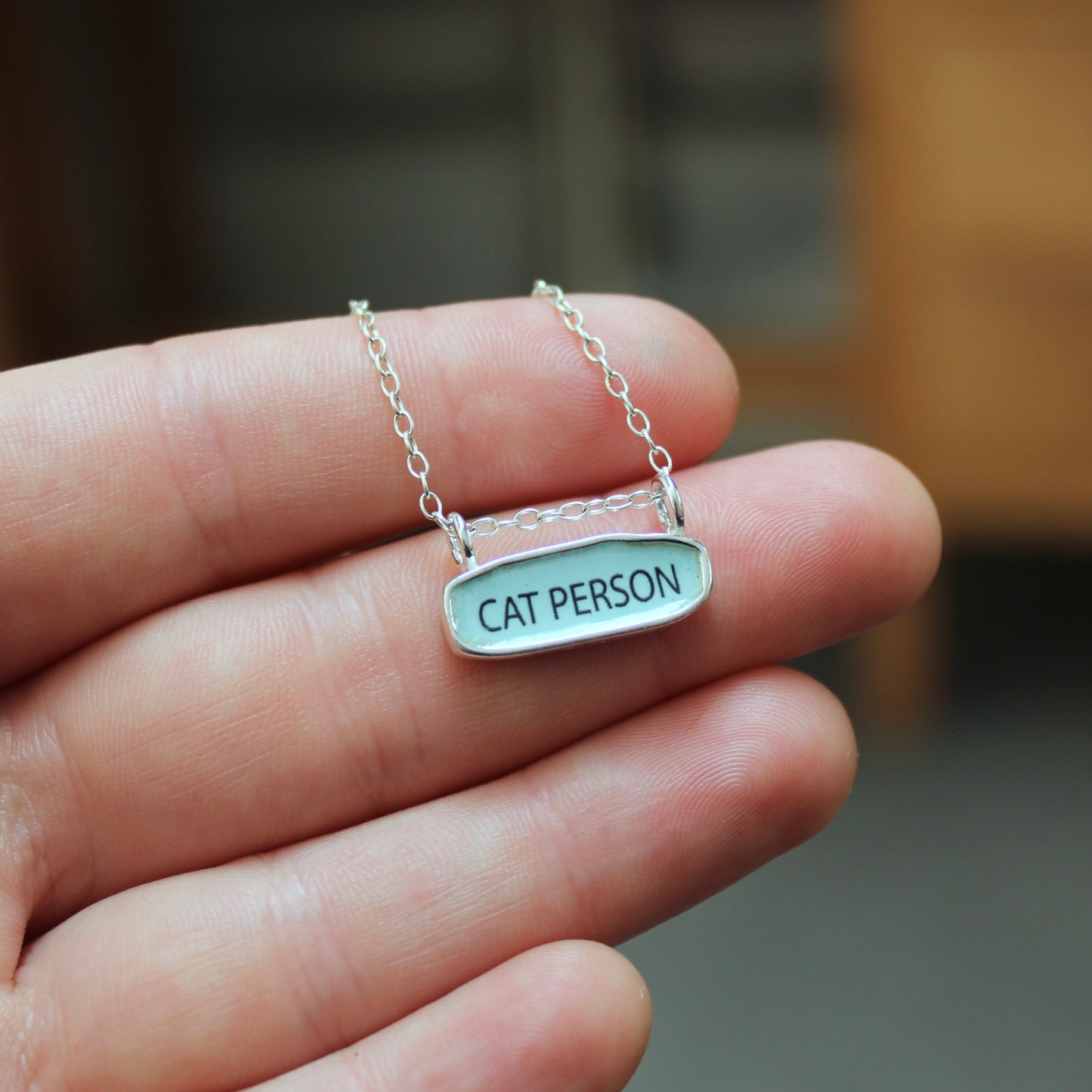 Talks To Cats Necklace - Reversible Cat Person Gift