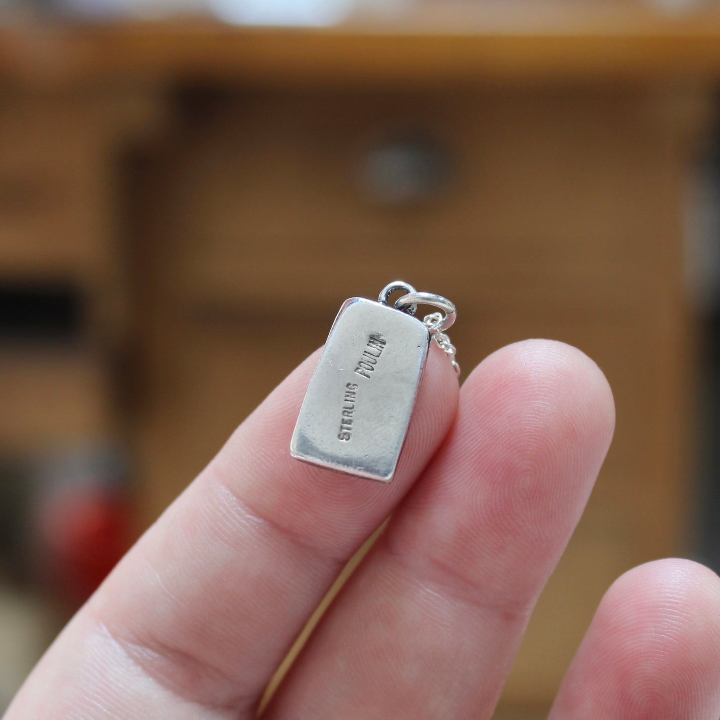 Bunny Charm Necklace - Sterling Silver Pendant on Adjustable Chain - Bunny Rabbit and Heart Necklace