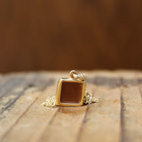 Brown and Orange Warm Tone Reversible Enamel Necklace Gold Dipped on Gold Filled Chain