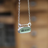 Talks To Trees Necklace - Reversible Sterling Silver and Enamel Environmentalist Gift on Adjustable Chain