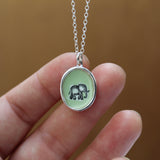 Sterling Silver and Enamel Elephant Necklace