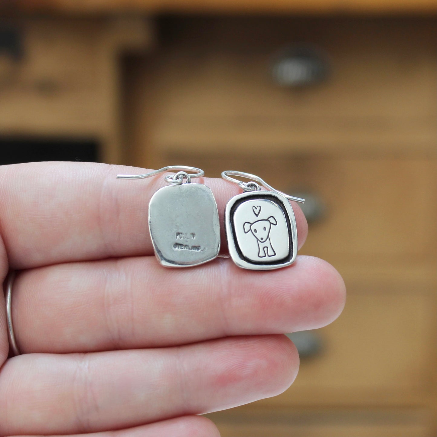 Puppy Portrait Earrings - Dog Charms on .925 French Hook Ear Wires - Cute Gifts for Dog People!