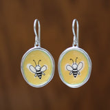 Sterling Silver and Enamel Bee Earrings