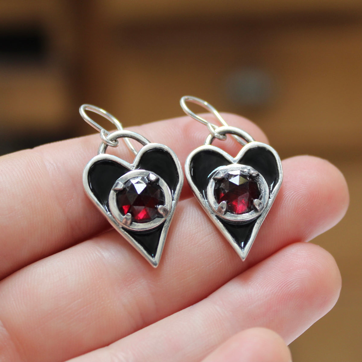 Sterling Silver and buy BlackOnyx Heart Earrings