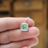 Teeny Tiny Enamel and Sterling Silver Turtle Necklace on Adjustable Serling Chain - Turtle Jewelry