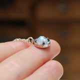 Sterling Silver Rose Cut Blue Moonstone Necklace - Tiny Prong Set Gemstone Pendant