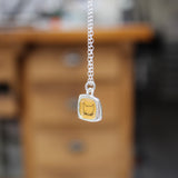 Teeny Tiny Enamel and Sterling Silver Orange Cat Necklace on Adjustable Serling Chain - Cat Jewelry