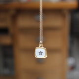 Tiny Gold Star Necklace - Sterling Silver And Enamel Star Pendant Dipped In Gold - Star Charm Jewelry