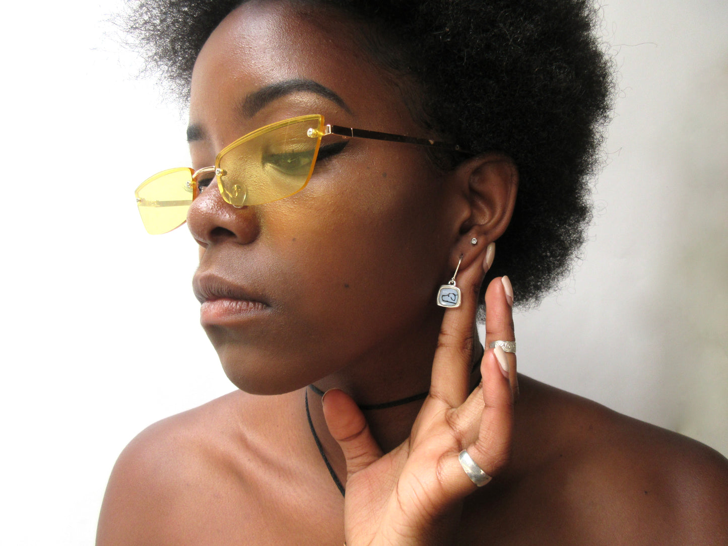 Tiny Pointer Dog Earrings - Enamel and Sterling Silver Labrador Earrings - Hound Dog Earrings