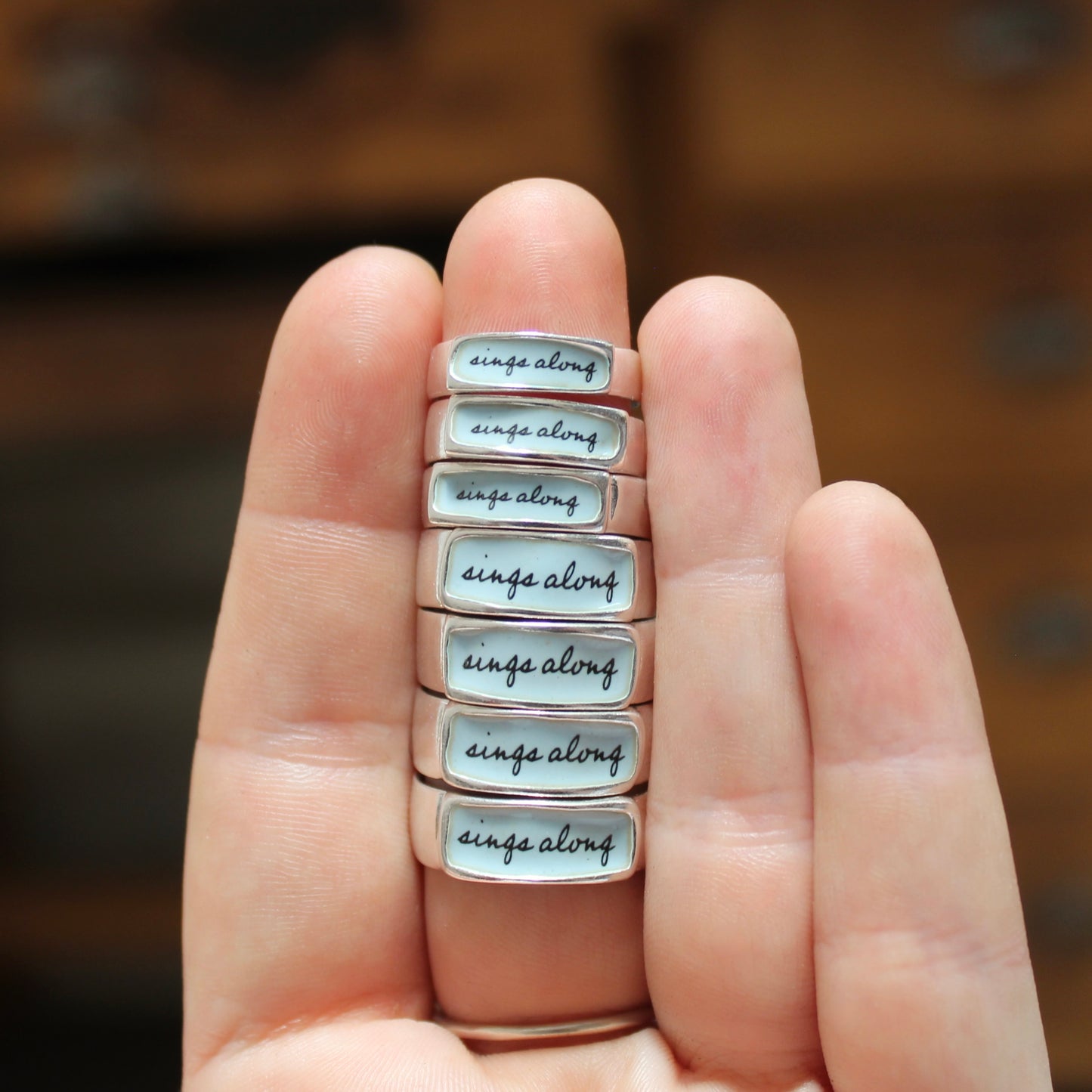 Sings Along Ring - Sterling Silver and Enamel Band Ring - Gift for Singers and Musicians