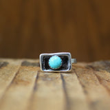 Sterling Silver Turquoise Stacker Ring - Handmade Turquoise Ring in Shadow Setting