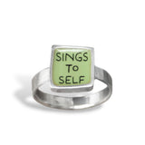 Sterling Silver "SINGS TO SELF" Ring for Songwriters and Musicians - Music Jewelry