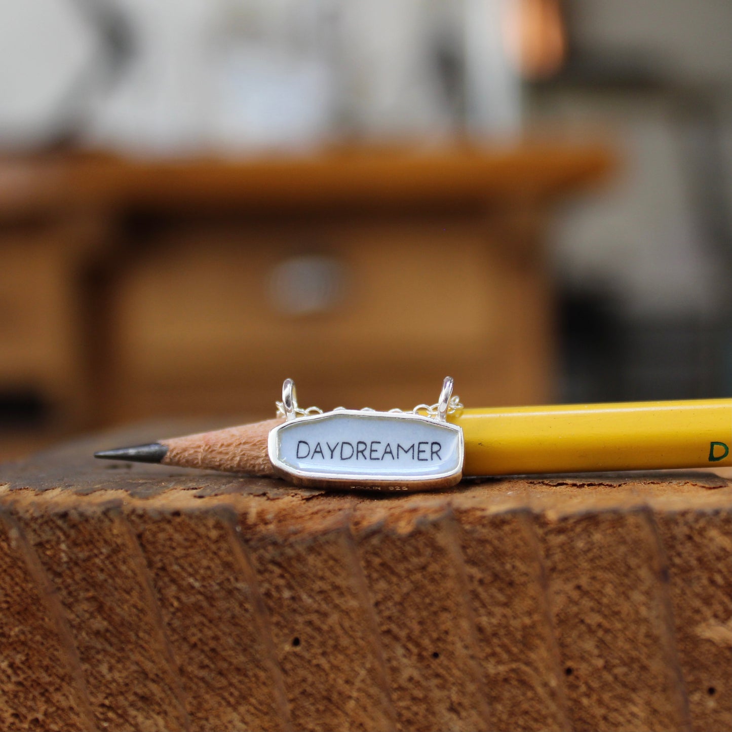 Talks To Self Necklace - Reversible Sterling Silver and Enamel Gift on Adjustable Chain - Daydreamer Jewelry