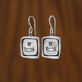 Sterling Silver Cat Charm Dangle Earrings - Kitty Jewelry - Cat Gift