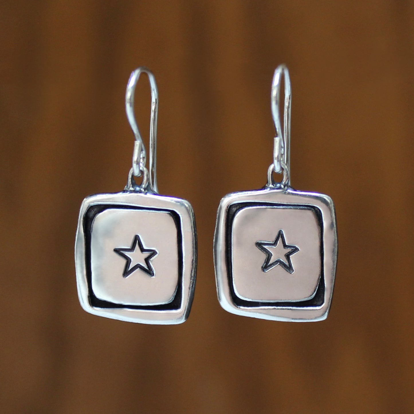 Sterling Silver Star Charm Dangle Earrings - Star Jewelry - Shining Star Gift