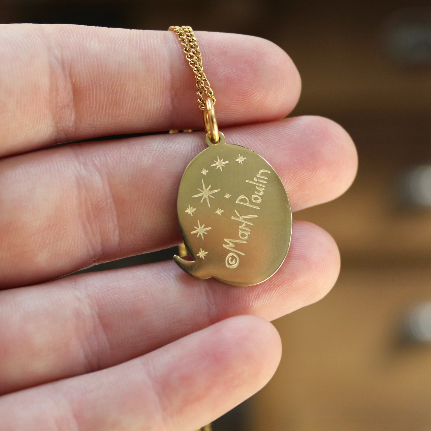 Tyrannosaurus Dinosaur Charm Necklace - Gold Finished Dinosaur Jewelry on Adjustable Chain