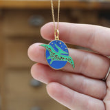 Pterodactyl Dinosaur Charm Necklace - Gold Finished Dinosaur Jewelry on Adjustable Chain