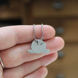 Harp Seal Pewter Charm Pendant on Adjustable Stainless Steel Box Chain