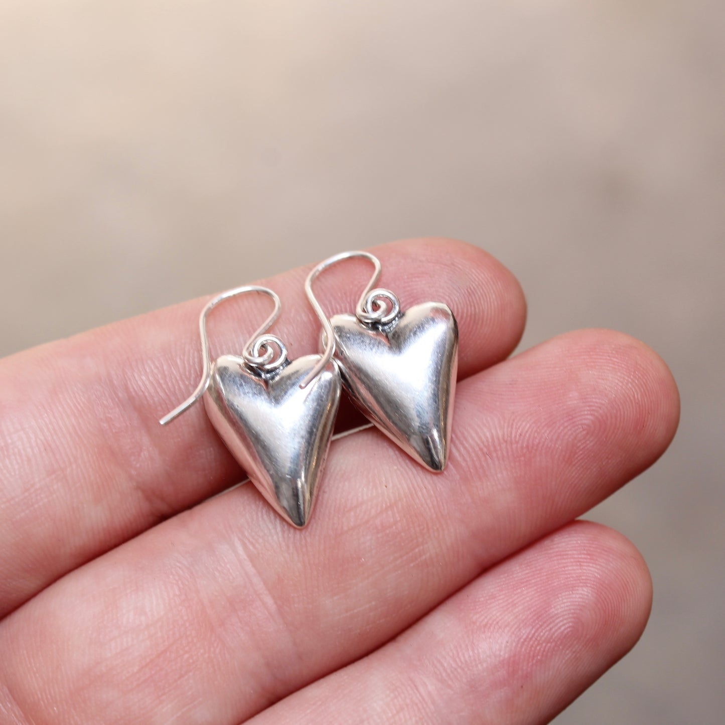 Sterling Silver Heart-Shaped Earrings with Pink Star Sapphires