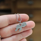 Pewter Sea Turtle Necklace - Cute Turtle Pendant on Adjustable Stainless Steel Box Chain
