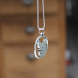 Pewter Fox Medallion Necklace - Fennec Fox Pendant on Adjustable Stainless Steel Chain