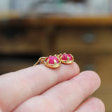 Ruby Earrings - Prong Set Gold Dipped Gemstone Dangle Earrings - Ruby Lever Backs