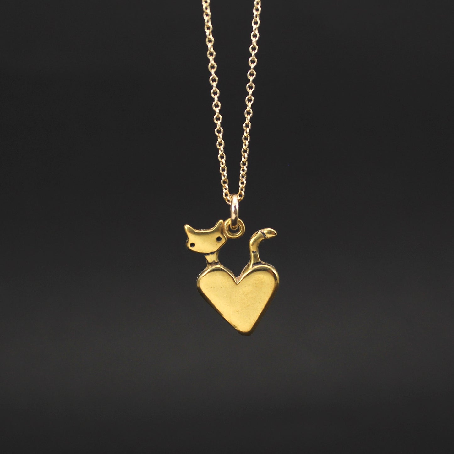 Tiny Gold Pocket Cat Charm Necklace on Gold Filled Chain