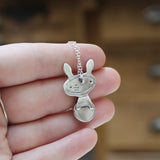 Bunny Boy Necklace with Light Green Prehnite - Year of the Rabbit Pendant