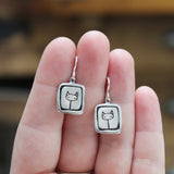 Sterling Silver Cat Charm Dangle Earrings - Kitten Jewelry - New Cat Gift