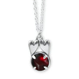 Hearts Connected Forever - Romantic Gift Pendant - Set With Garnet on an Adjustable Chain
