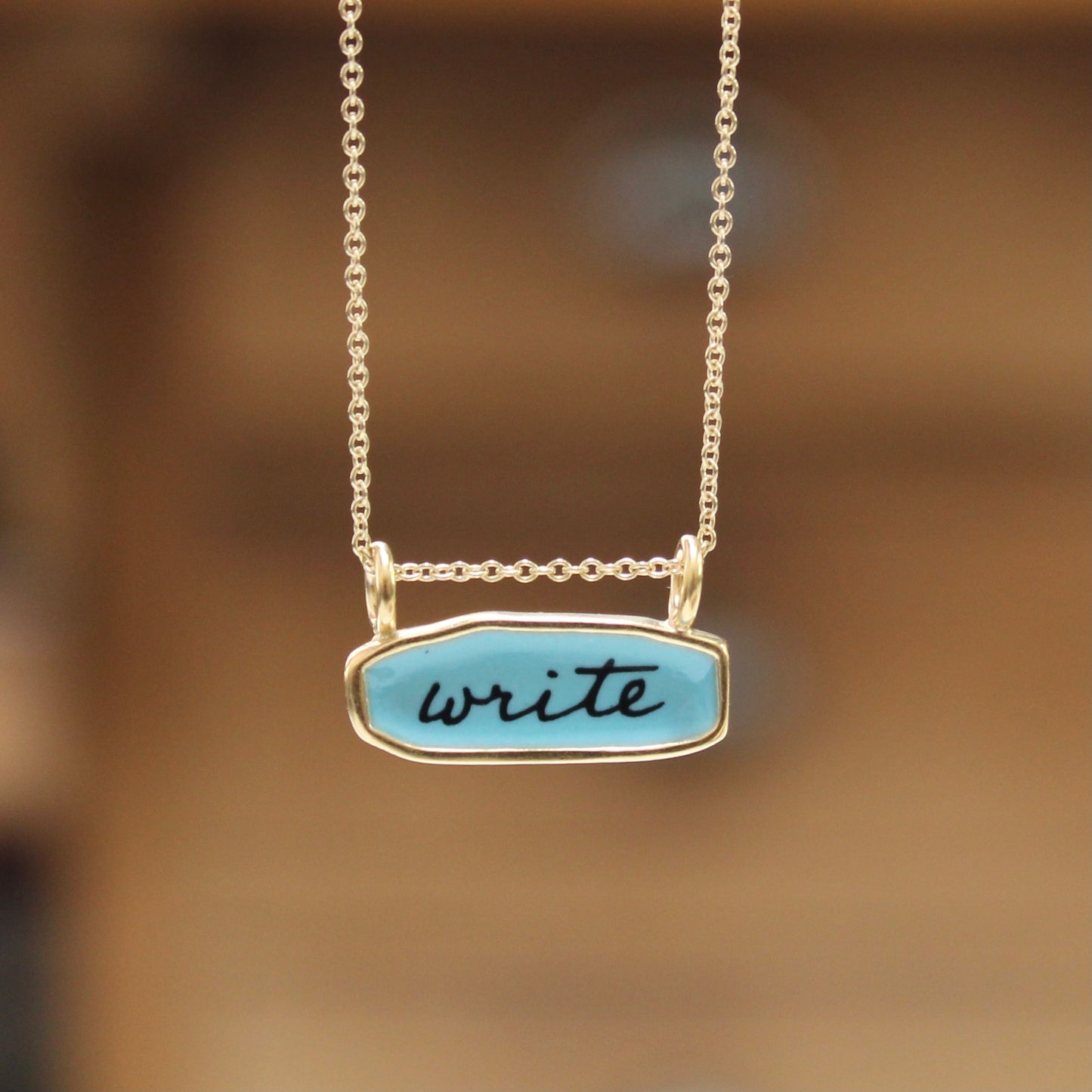 Gold Write Necklace - Gift for Authors Writers Poets