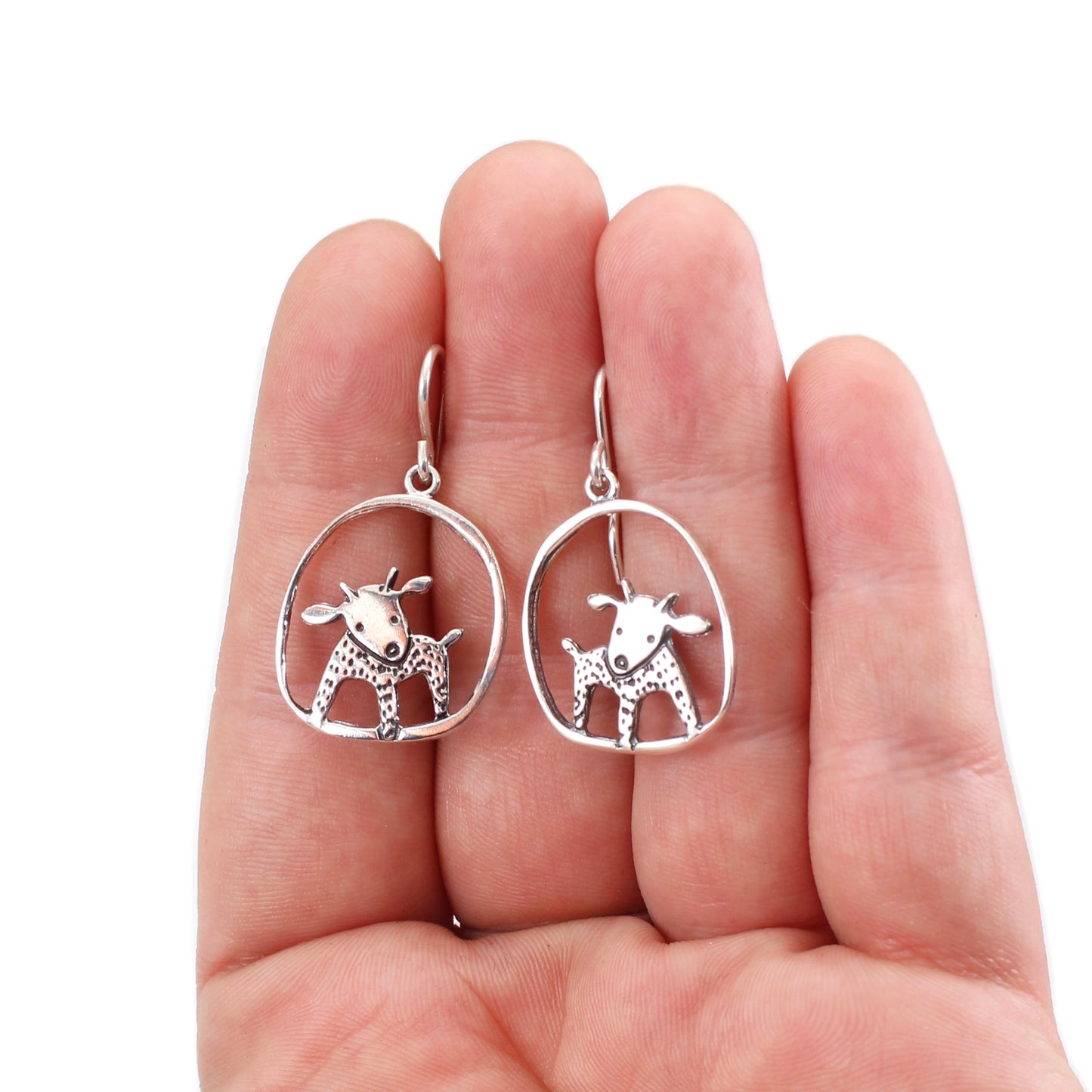 Sterling Silver Goat Earrings by Mark Poulin