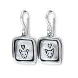 Sterling Silver Dog Charm Dangle Earrings - Puppy Jewelry - Pit Bull Terrier Gift