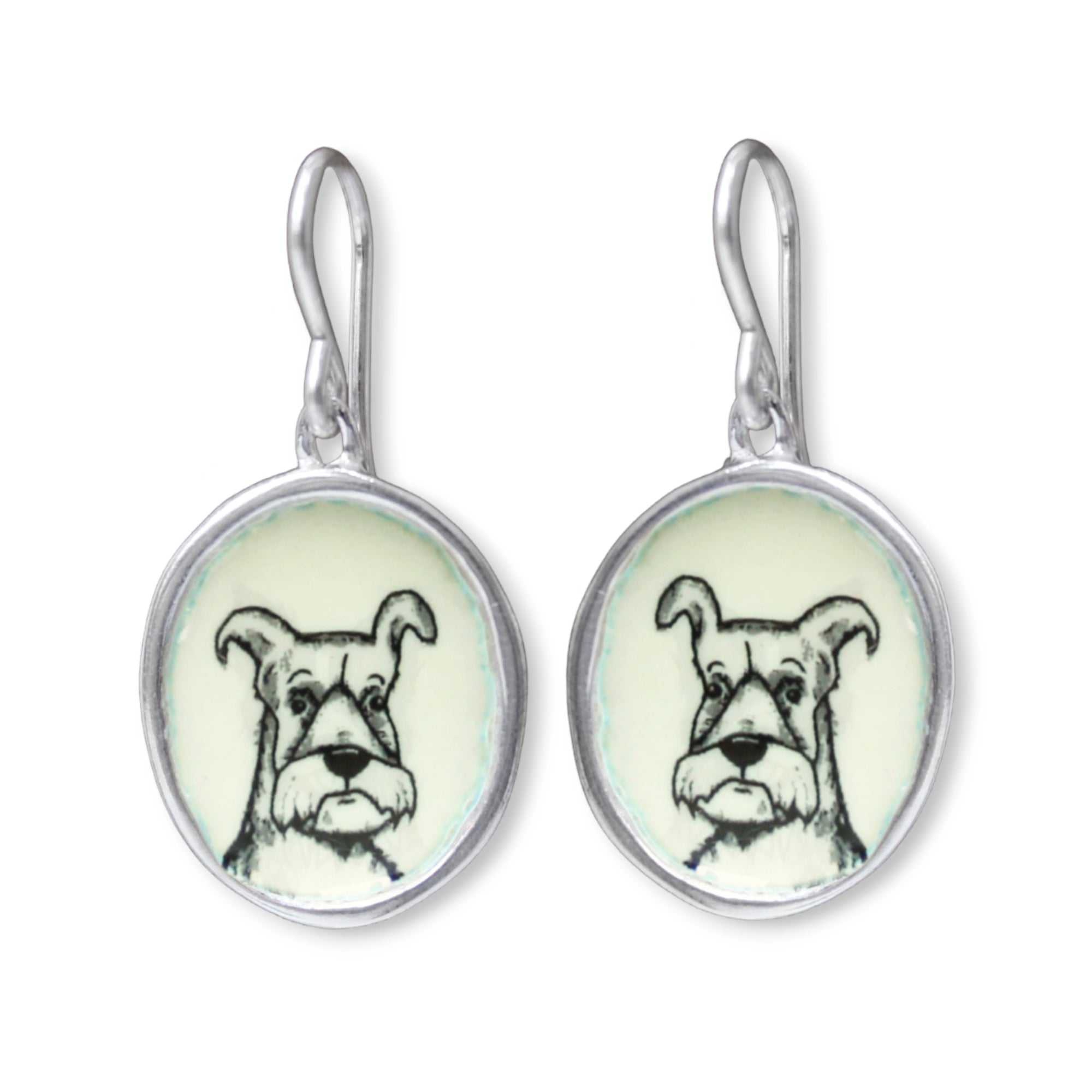 Schnauzer Earrings Sterling Silver and Enamel Dog Breed Jewelry