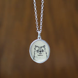 Persian Cat Necklace - Sterling Silver and Enamel Kitty Pendant - Cat Breed Jewelry