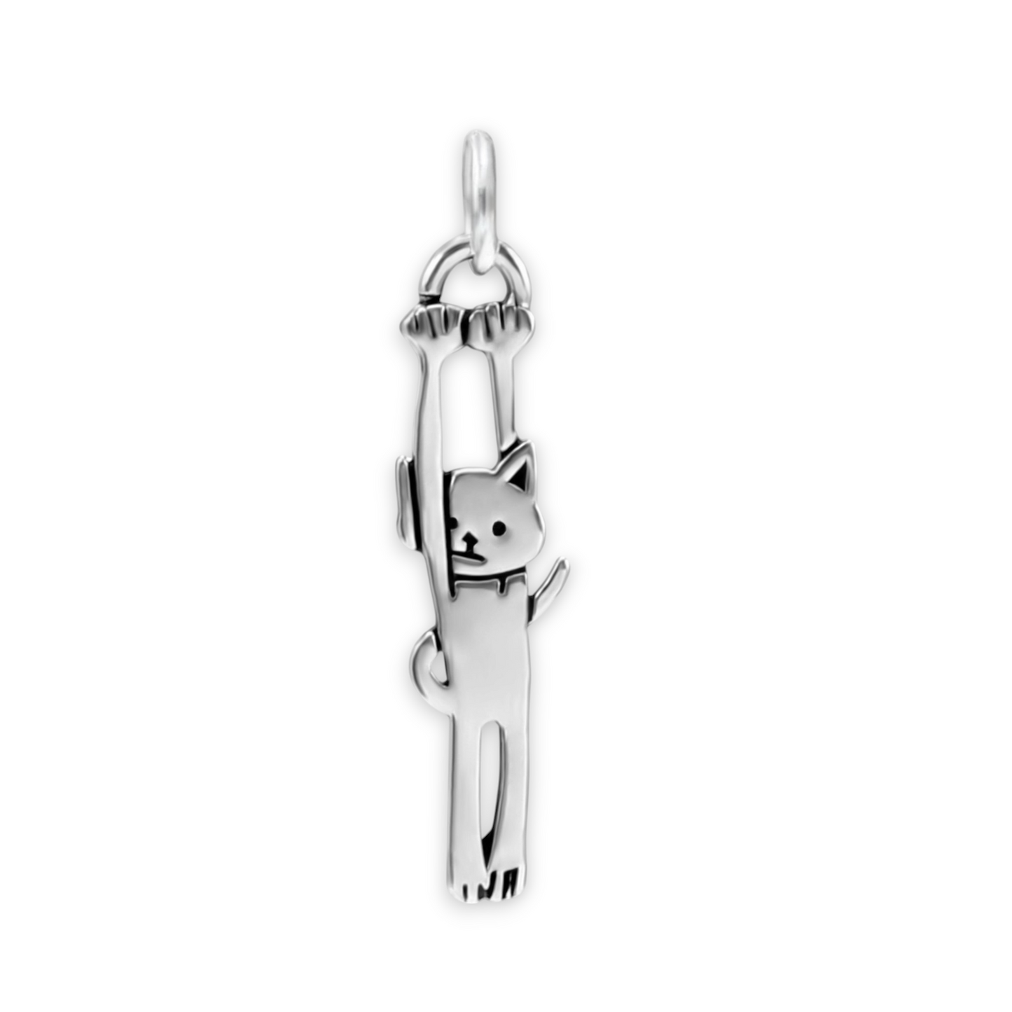 Little Hang In There Cat Charm Necklace - Sterling Cat Jewelry