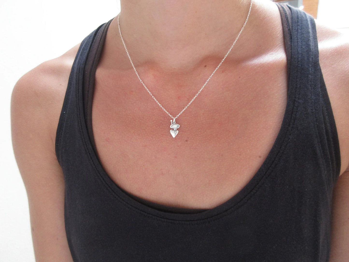 Sterling Silver Mother Daughter Astronaut Heart Necklaces
