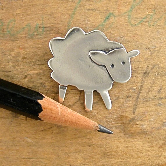 Sterling Silver Sheep Charm Necklace on Adjustable Chain - Sheep Jewelry