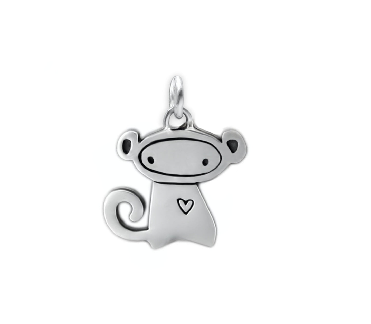 Sterling Silver Monkey Charm Necklace on Adjustable Chain - Monkey Charm