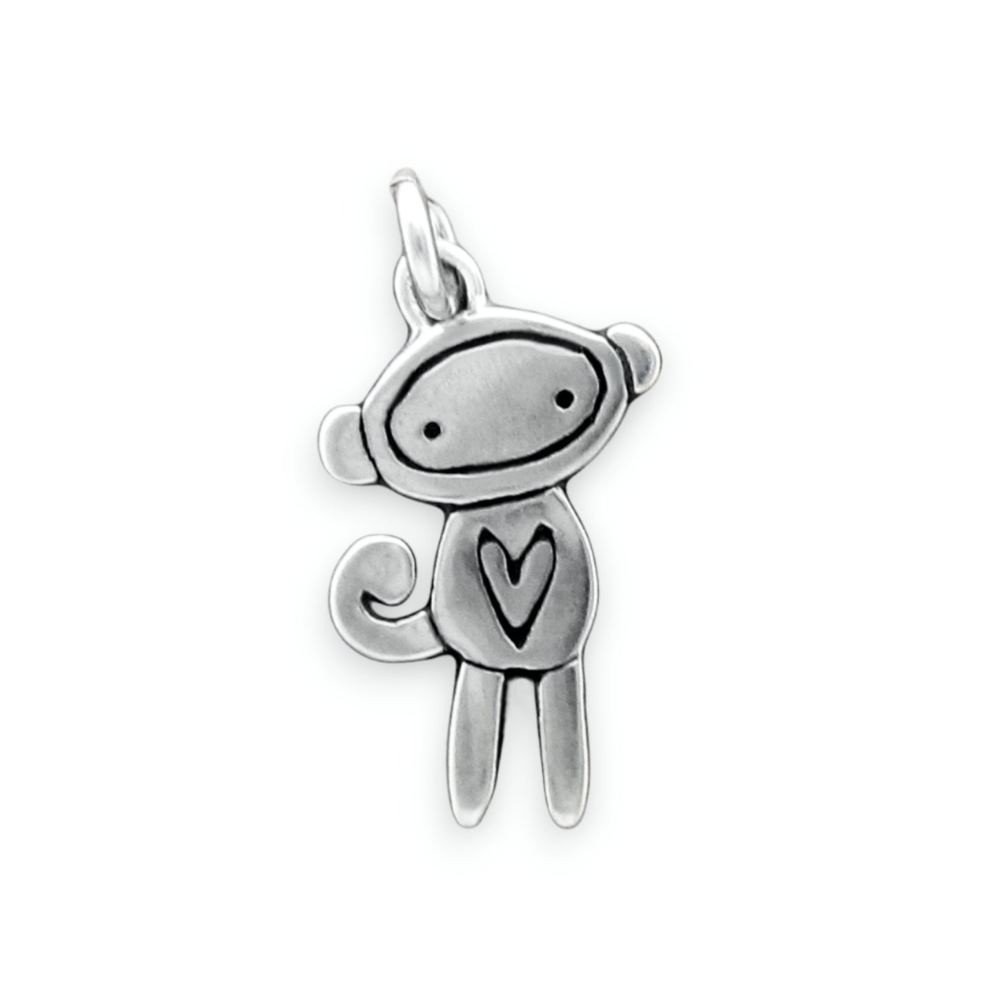 Sterling Silver Little Sock Monkey Necklace - Monkey Jewelry