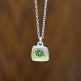 Teeny Tiny Enamel and Sterling Silver Flower Necklace on Adjustable Serling Chain
