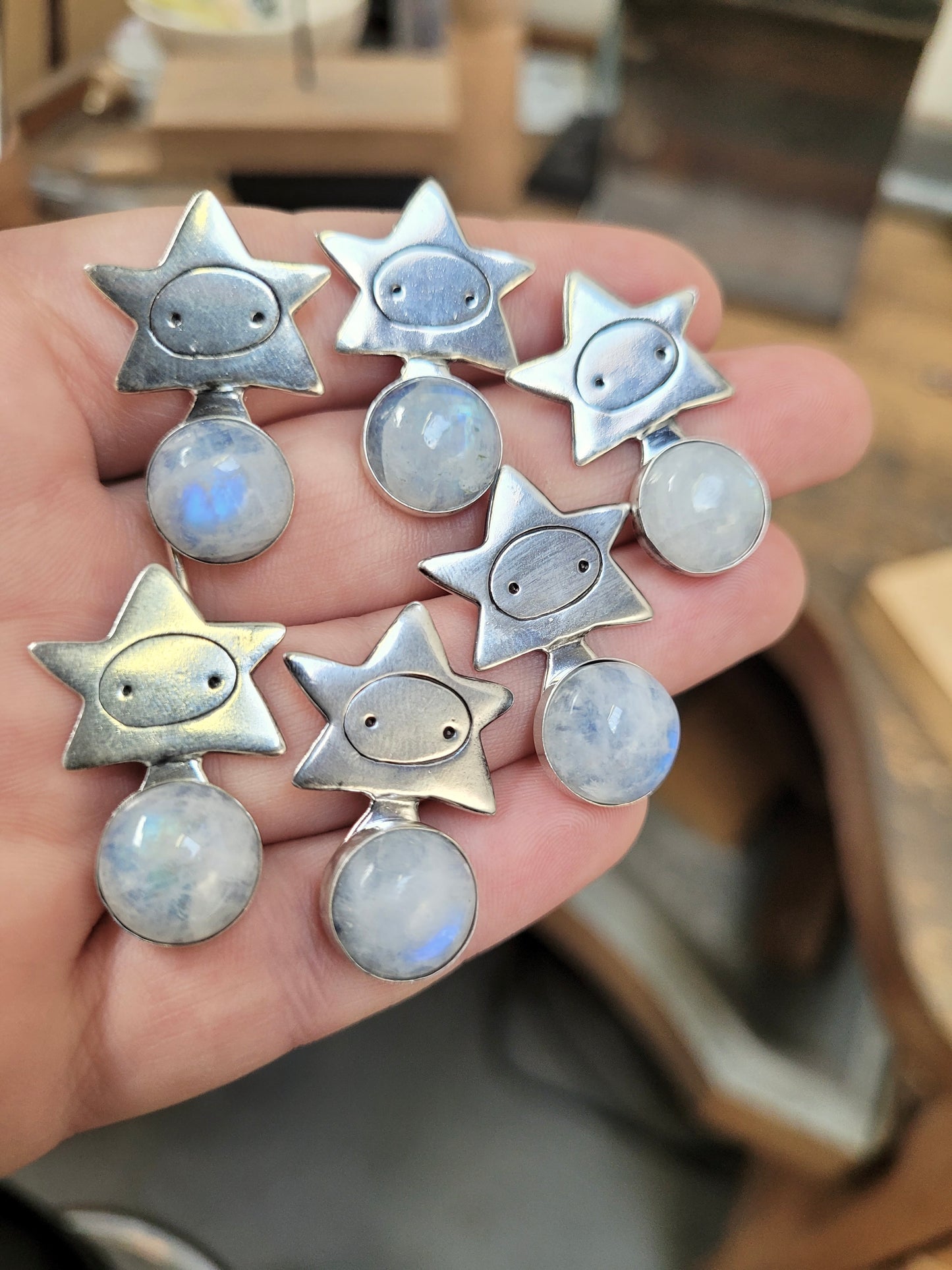 Star Girl Necklace - Moonstone and Sterling Silver Star Pendant